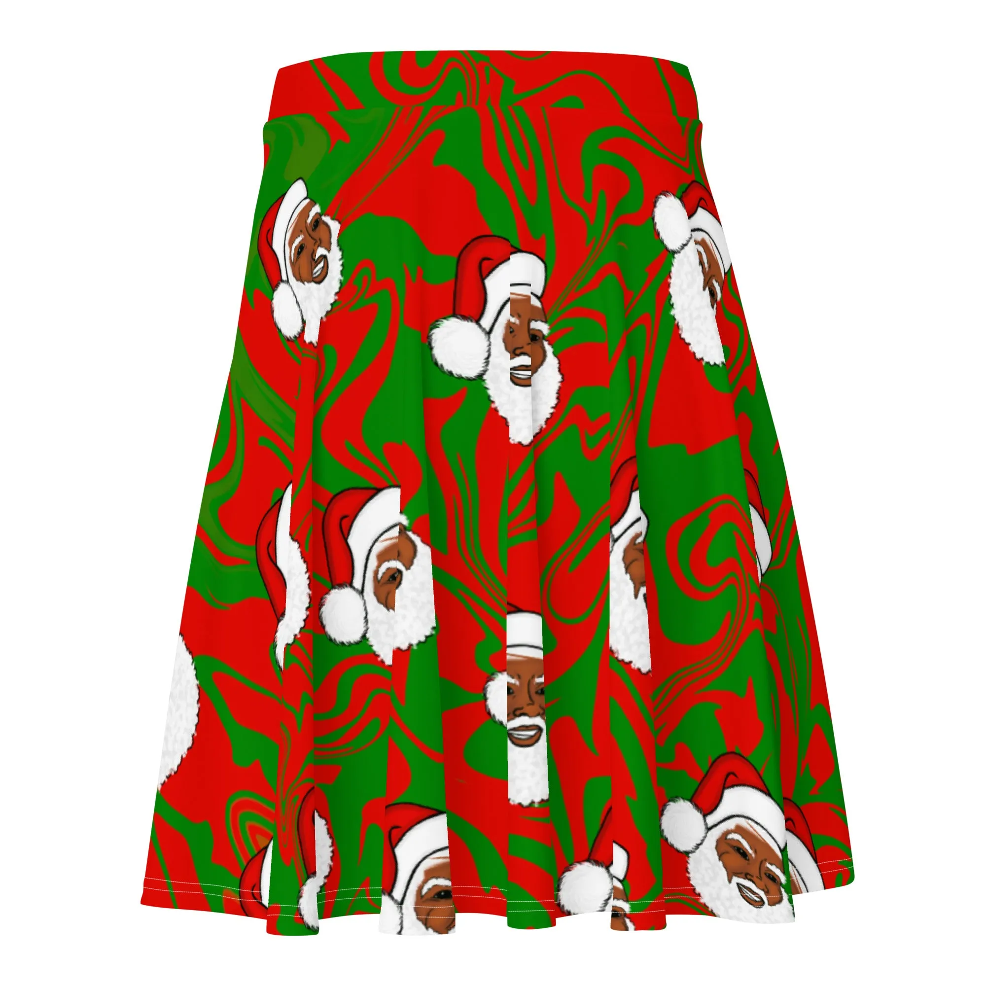 Black Santa Claus Christmas Holiday Women's Skater Skirt