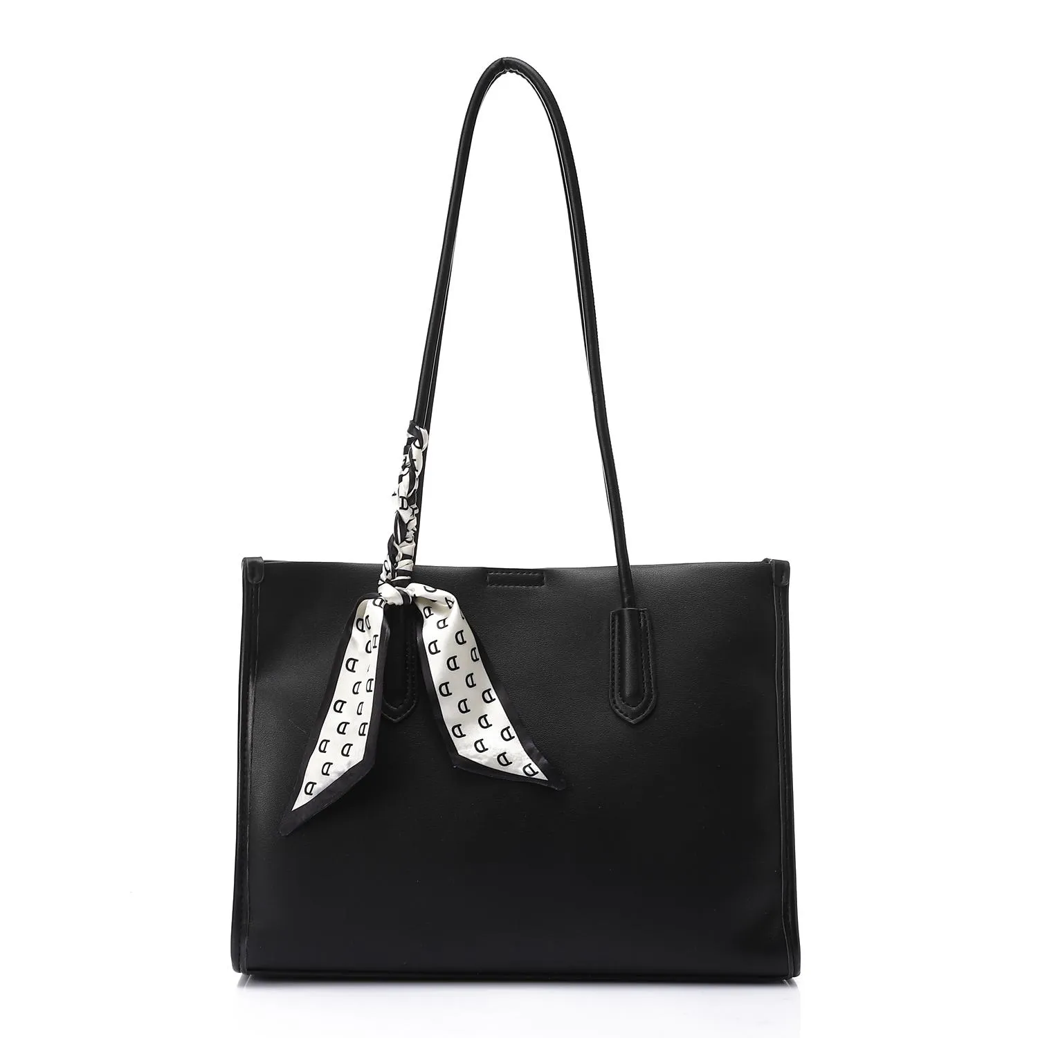 Black Shoulder Bag With Scarf Detail