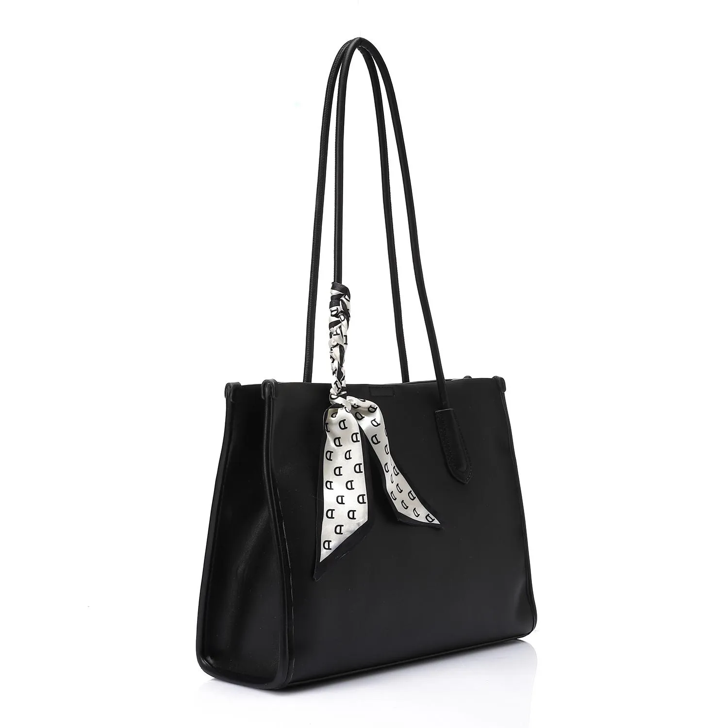 Black Shoulder Bag With Scarf Detail