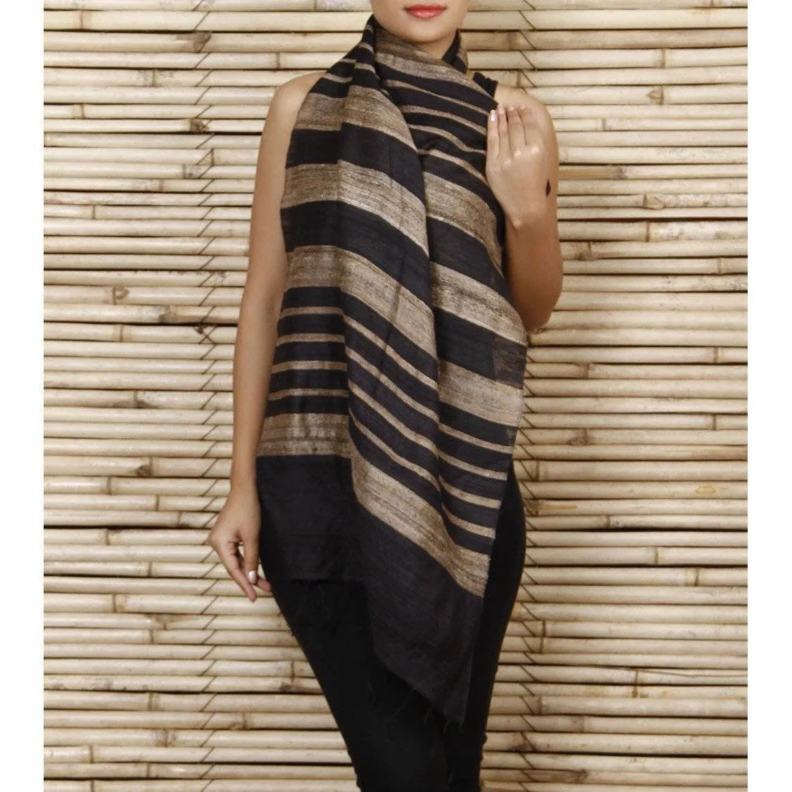 Black Silk Dupatta