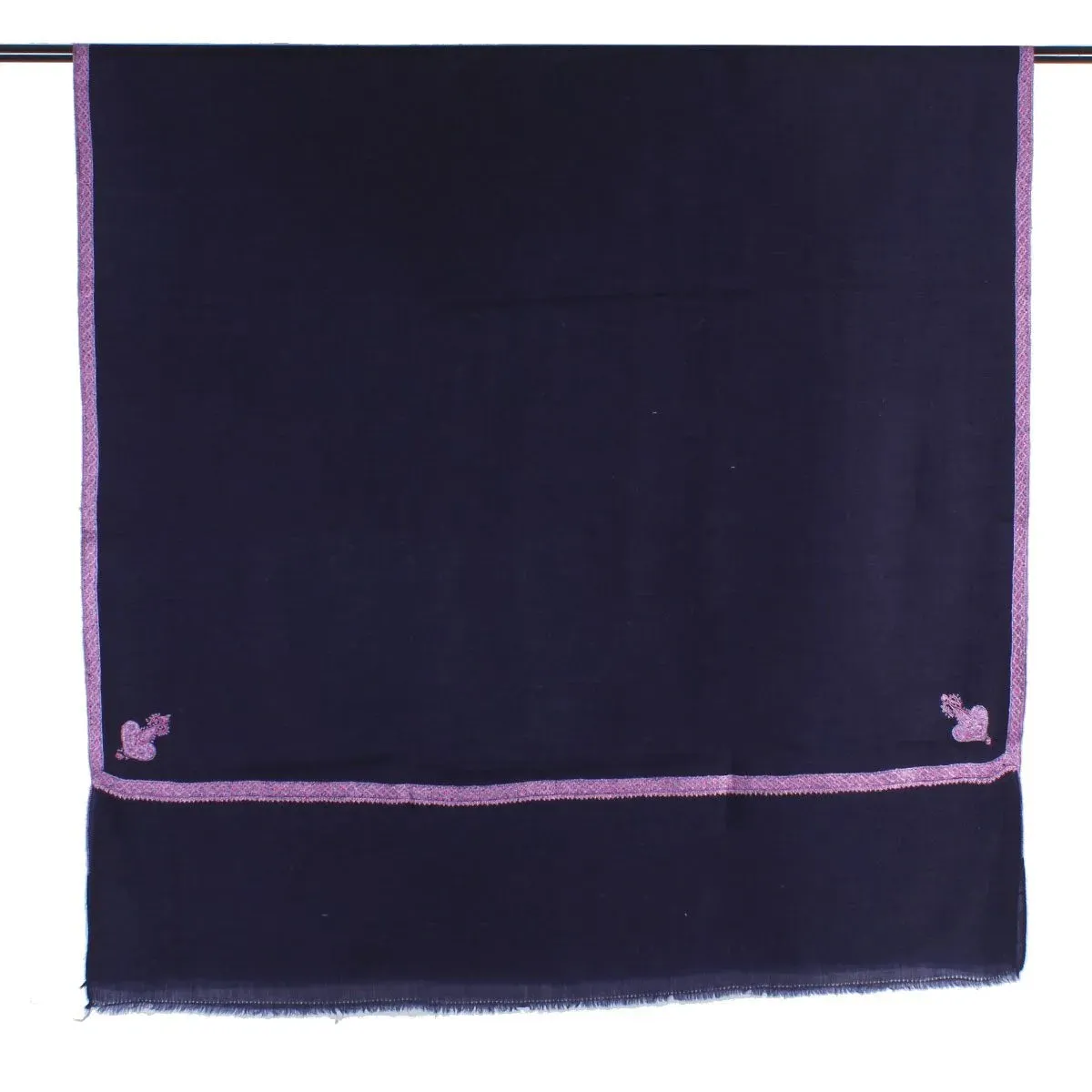Black sozni Embroidered Hashidaar Pashmina Shawl
