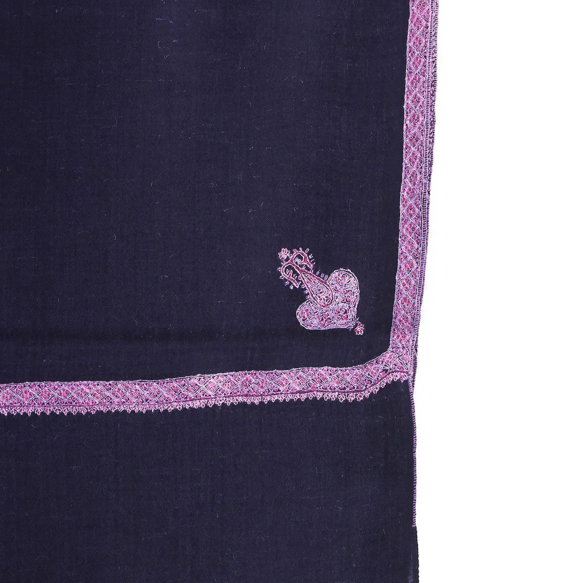 Black sozni Embroidered Hashidaar Pashmina Shawl