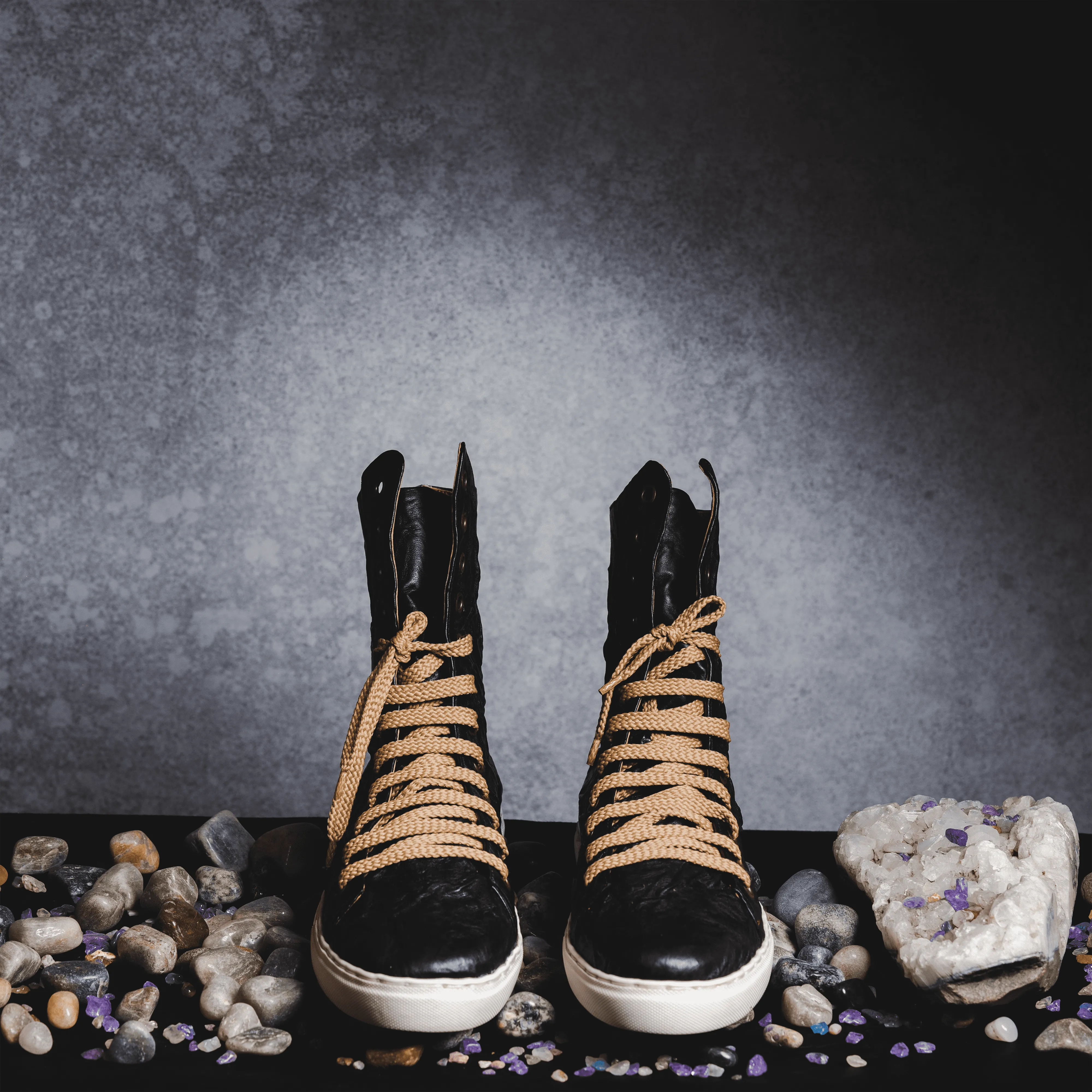 Black Tall Crinkle Sneakers