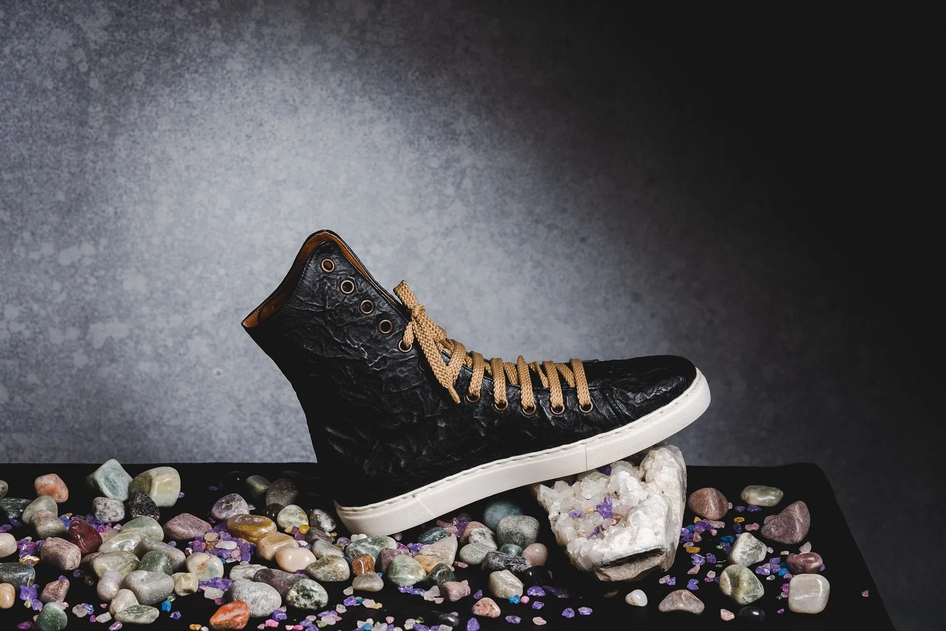 Black Tall Crinkle Sneakers