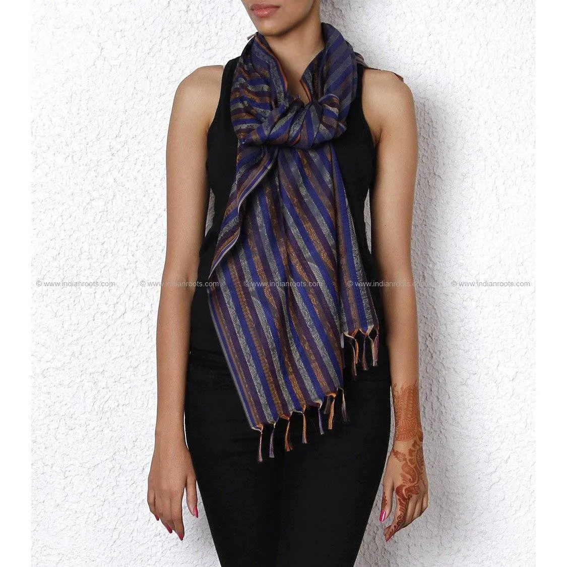 Blue Dupatta-Indian Artizans
