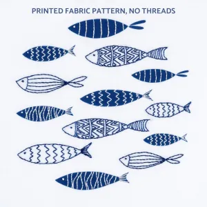 Blue fish embroidery pattern