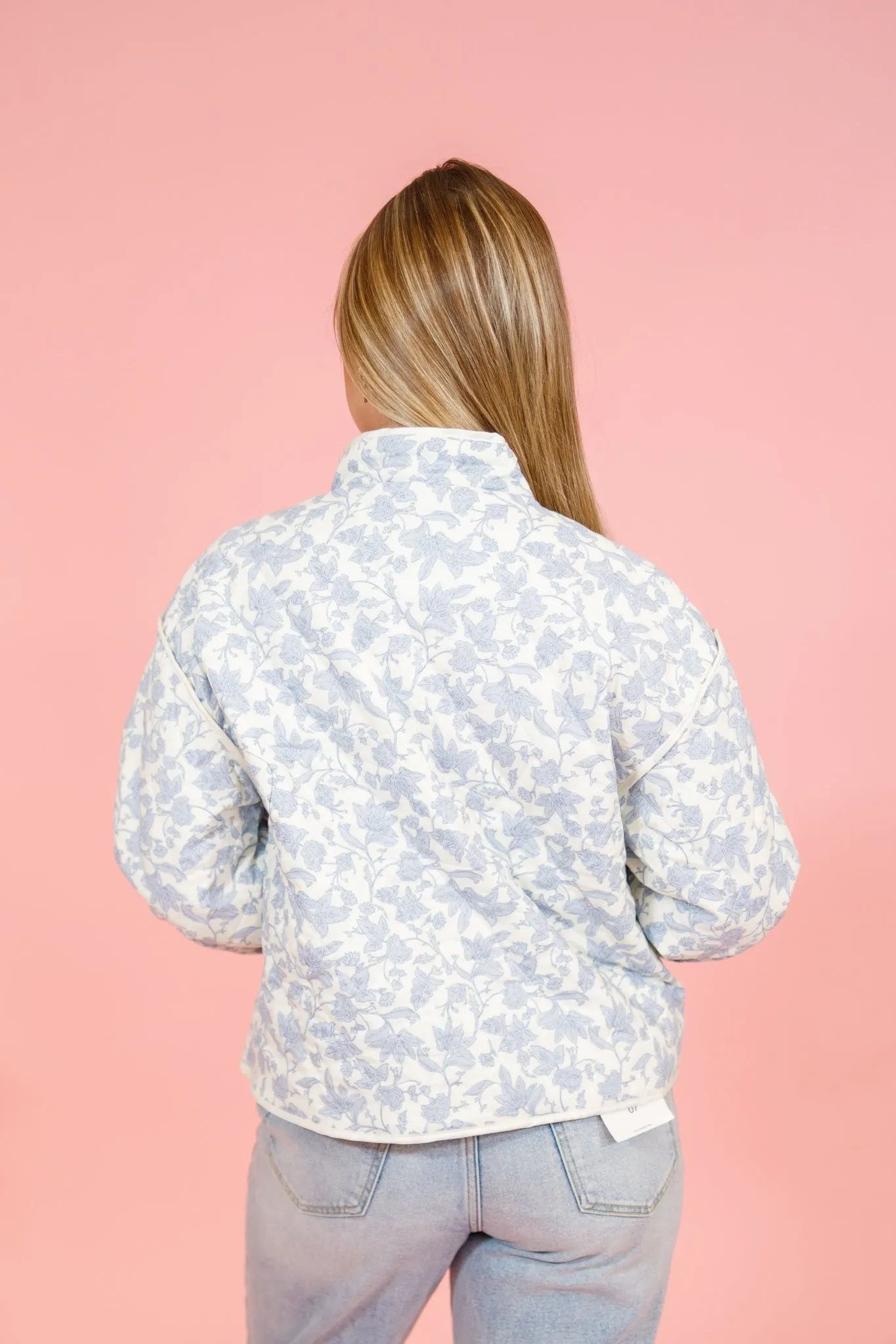 Blue Floral Quilted Jacket