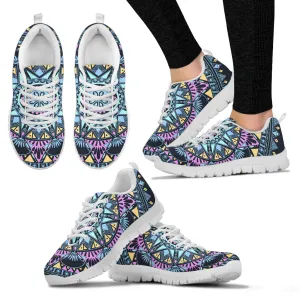 Blue Mandala Women's Sneakers White Soles
