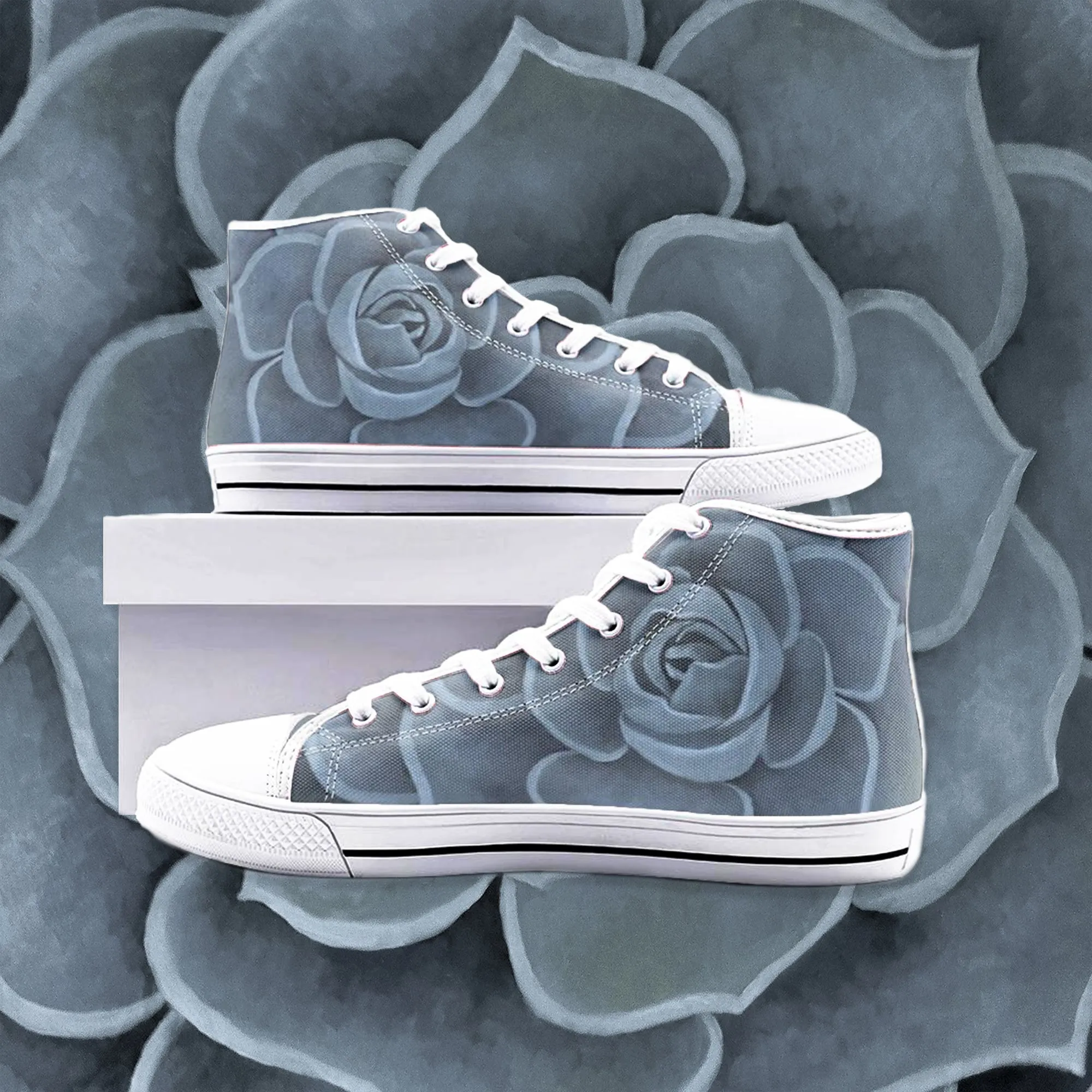 Blue Succulent High-top Sneakers