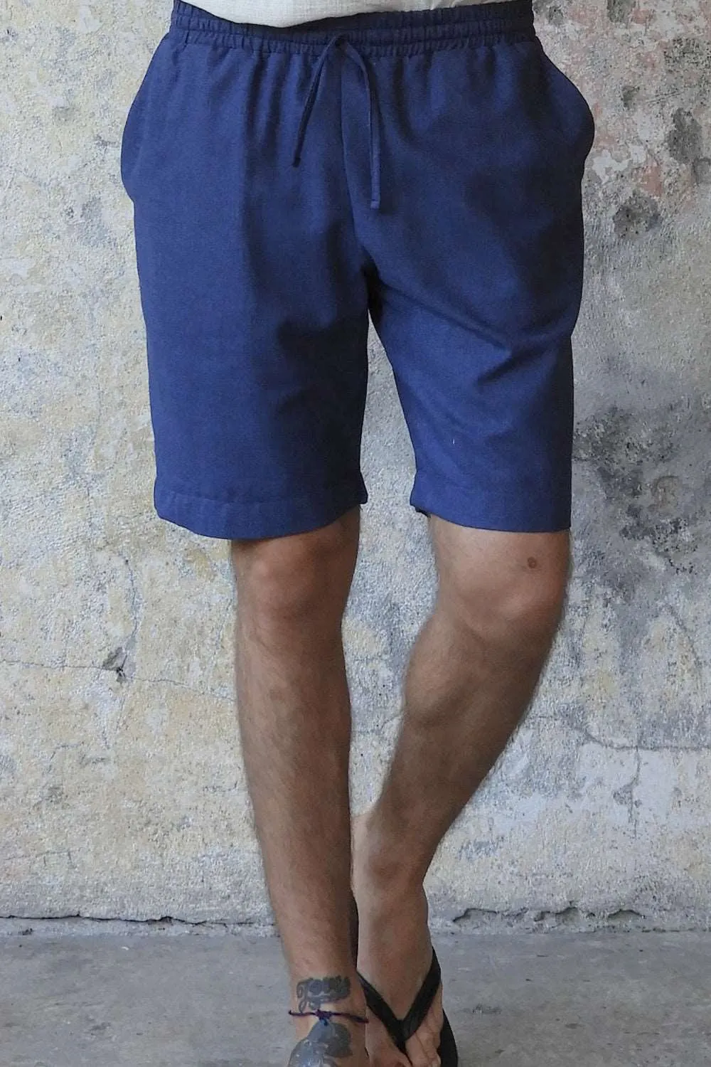 BOREAS Linen Blend Shorts Man (Indigo Blue, Windsor Tan)
