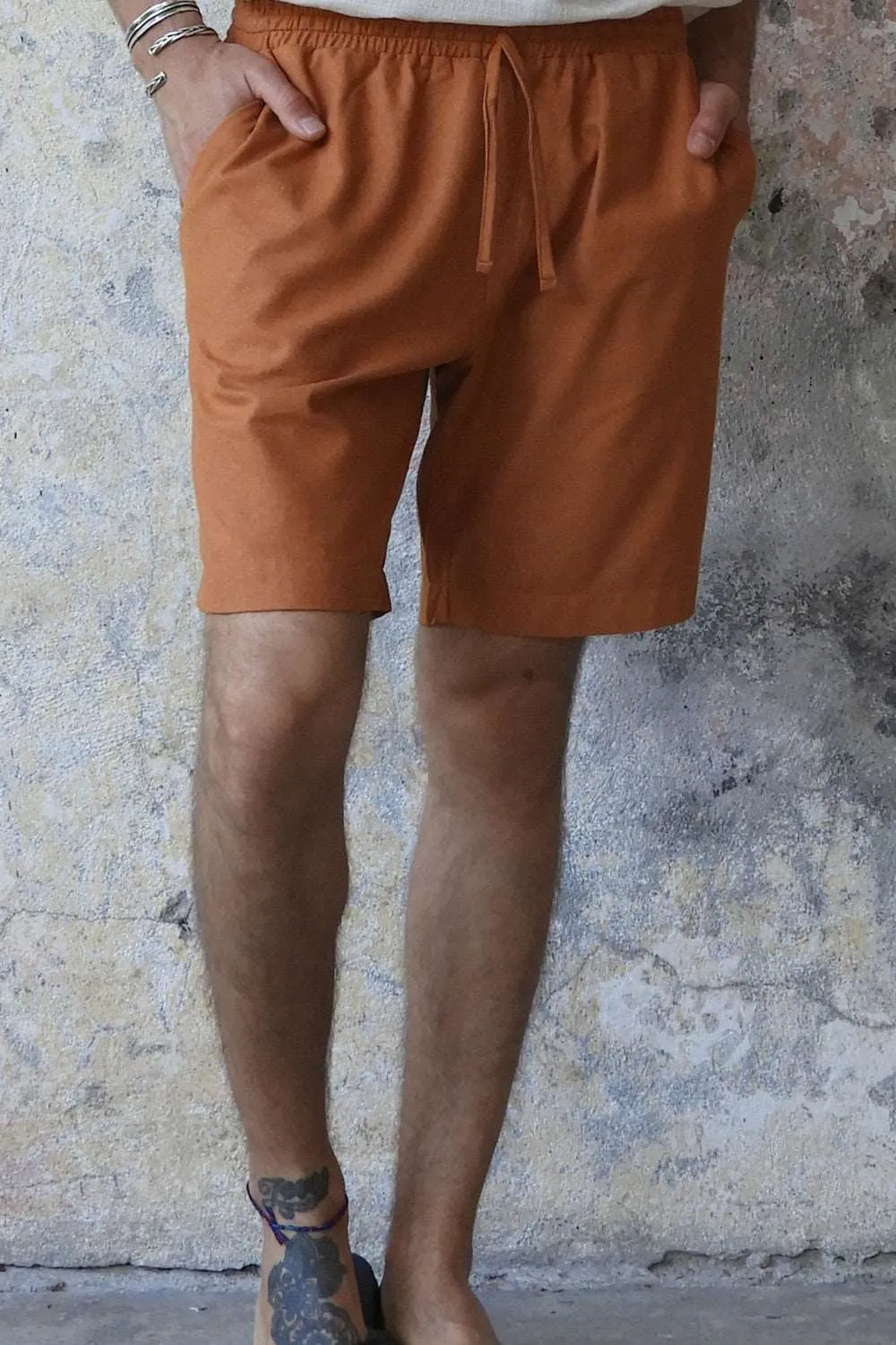 BOREAS Linen Blend Shorts Man (Indigo Blue, Windsor Tan)