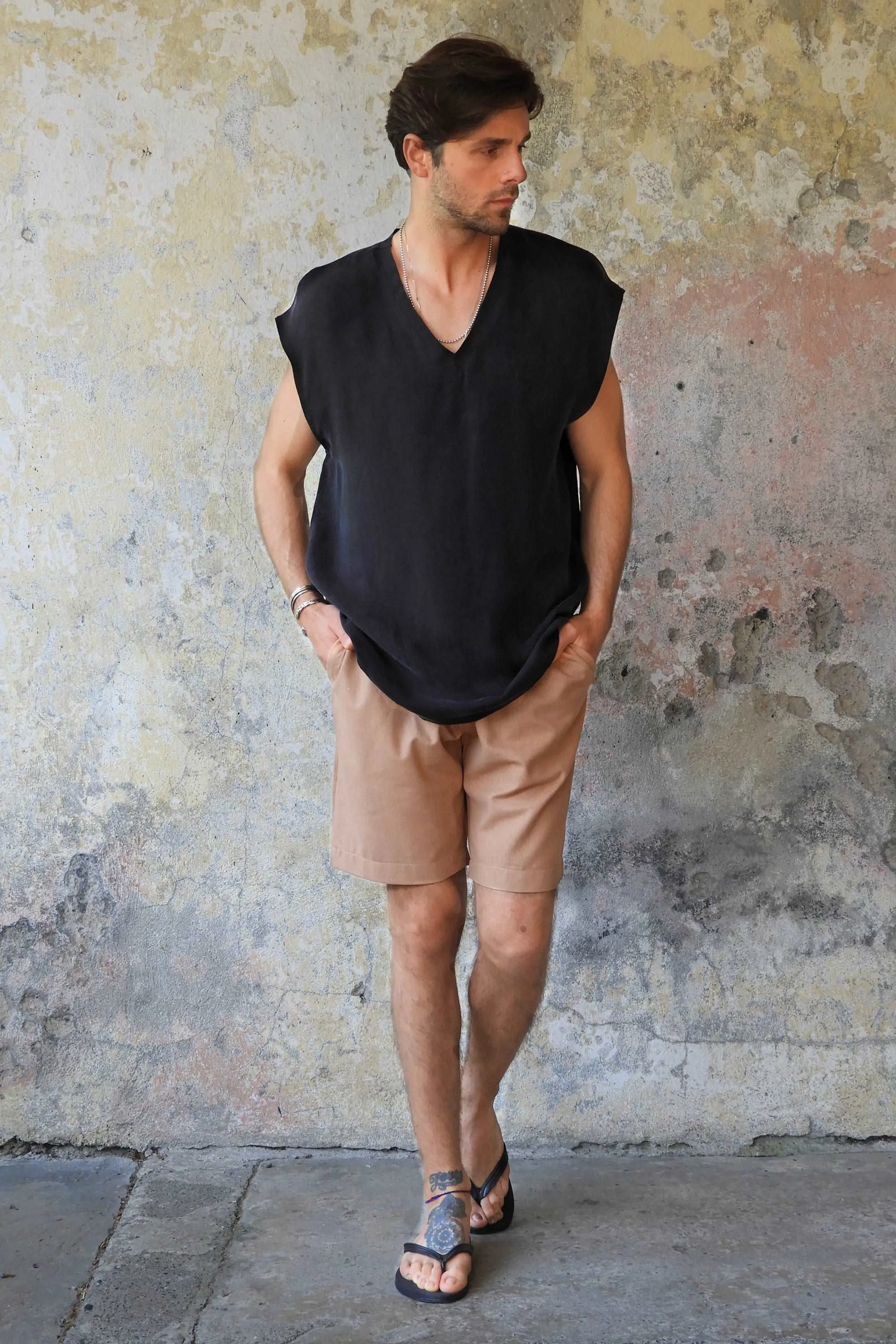 BOREAS Linen Blend Shorts Man (Tan, Burnt Orange)