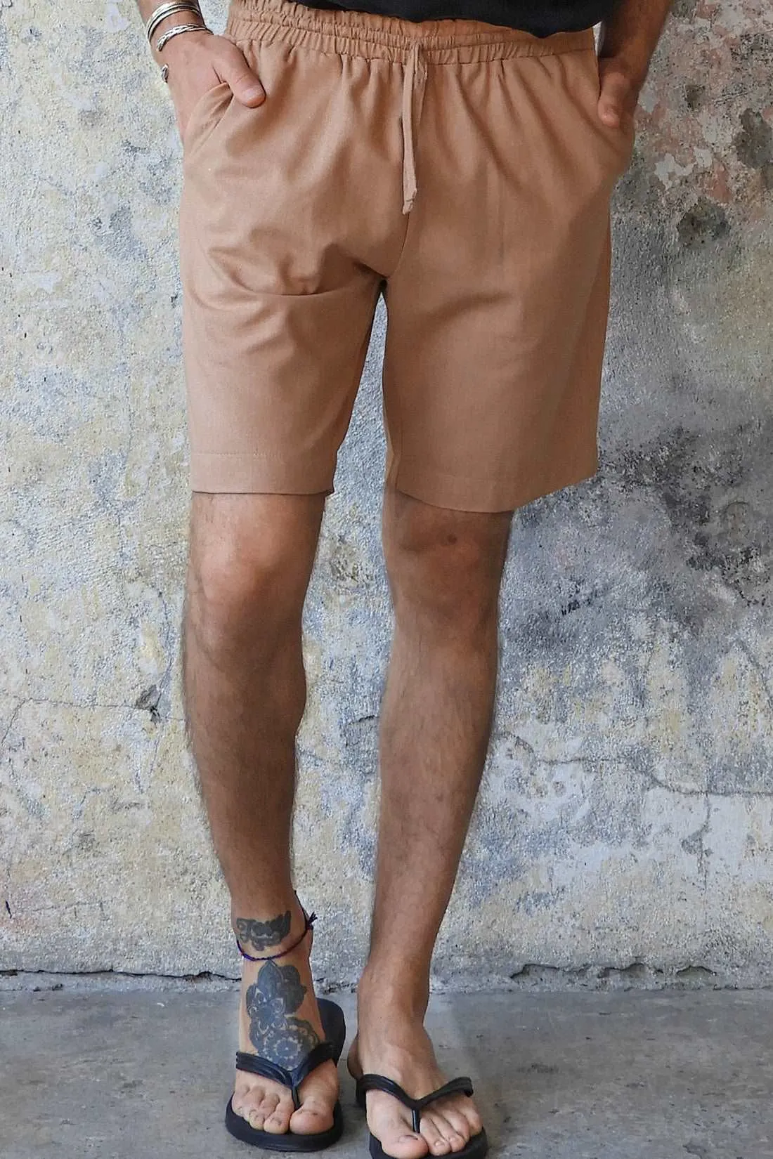 BOREAS Linen Blend Shorts Man (Tan, Burnt Orange)