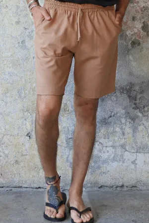 BOREAS Linen Blend Shorts Man (Tan, Burnt Orange)