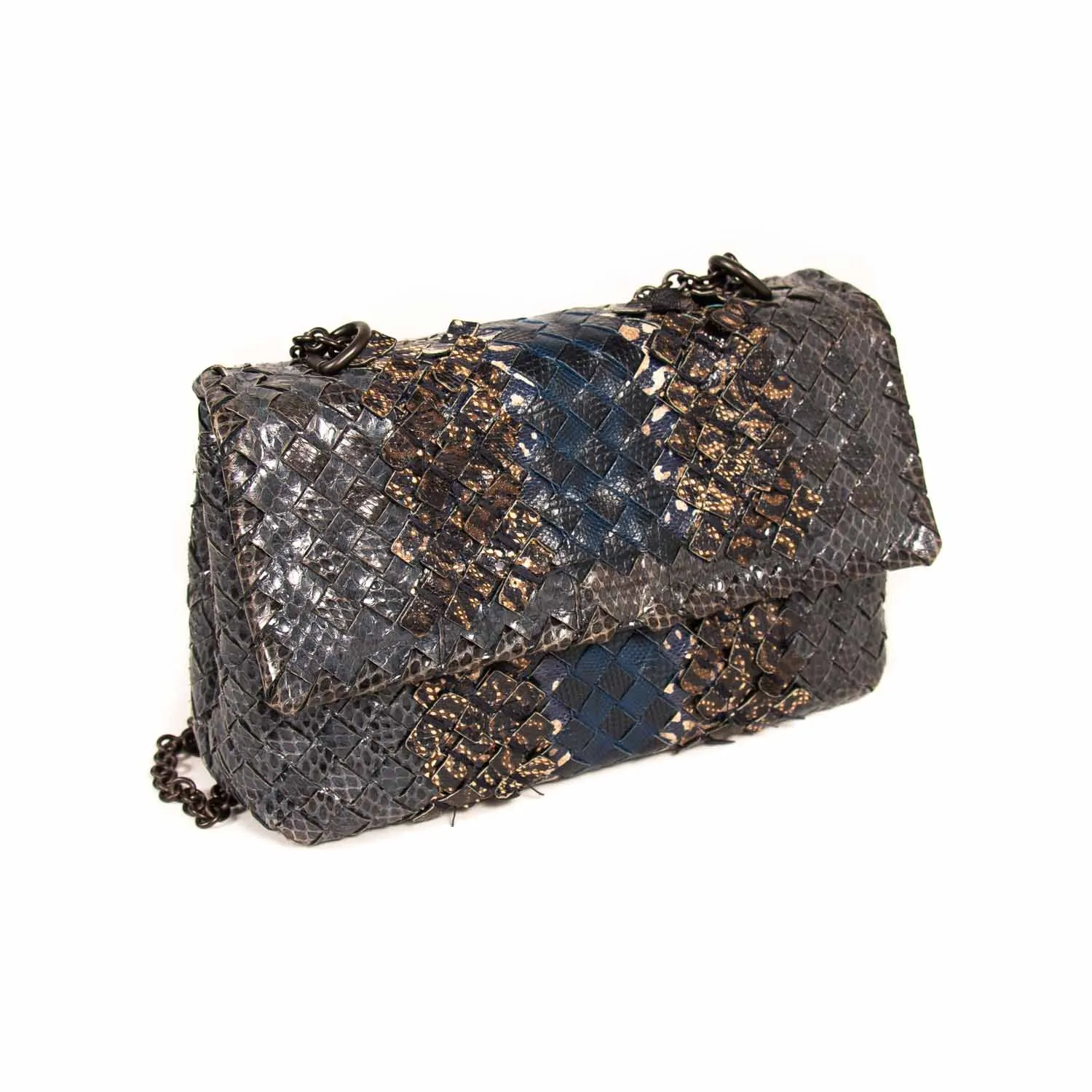 Bottega Veneta Snake Skin Olimpia Mini Intrecciato