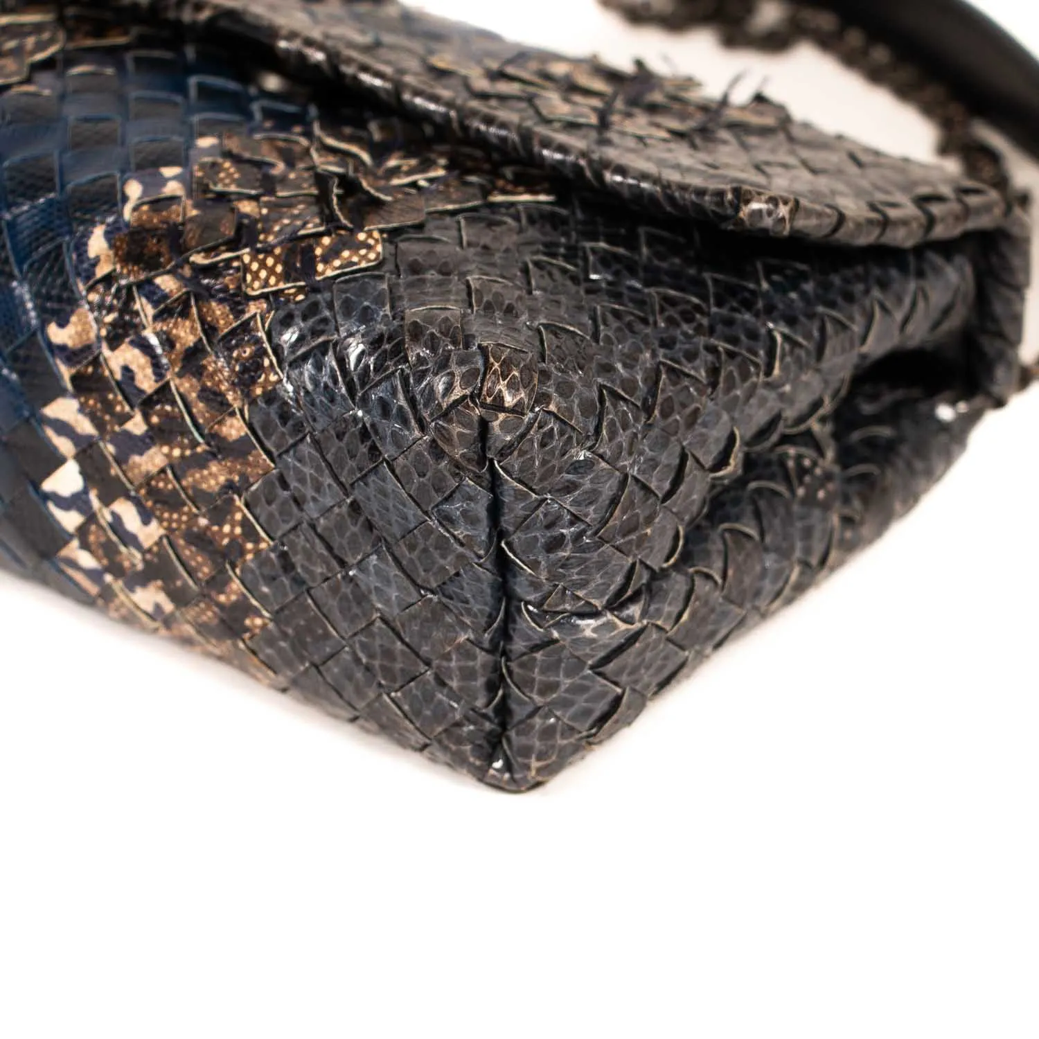 Bottega Veneta Snake Skin Olimpia Mini Intrecciato