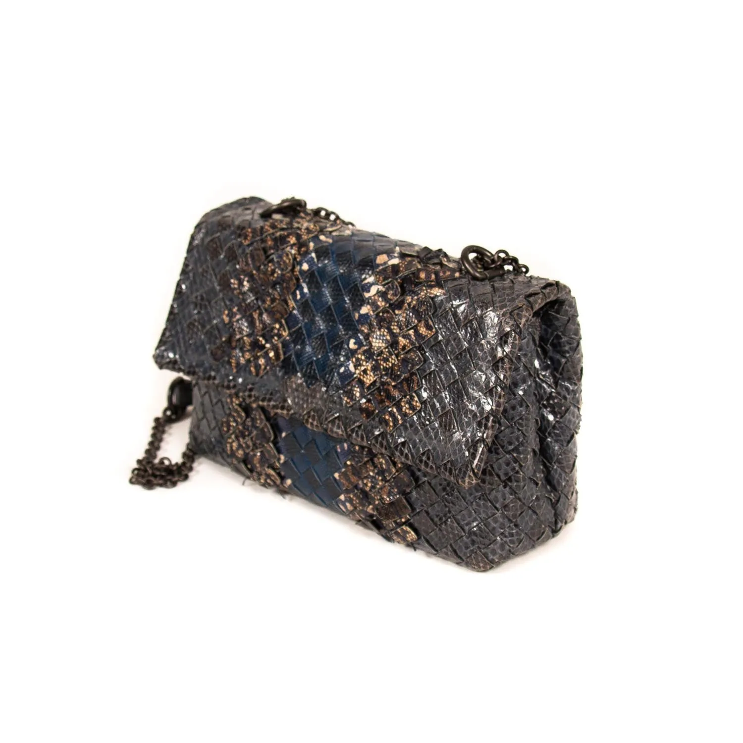 Bottega Veneta Snake Skin Olimpia Mini Intrecciato