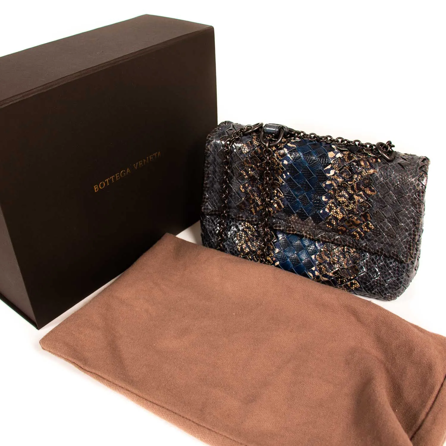 Bottega Veneta Snake Skin Olimpia Mini Intrecciato
