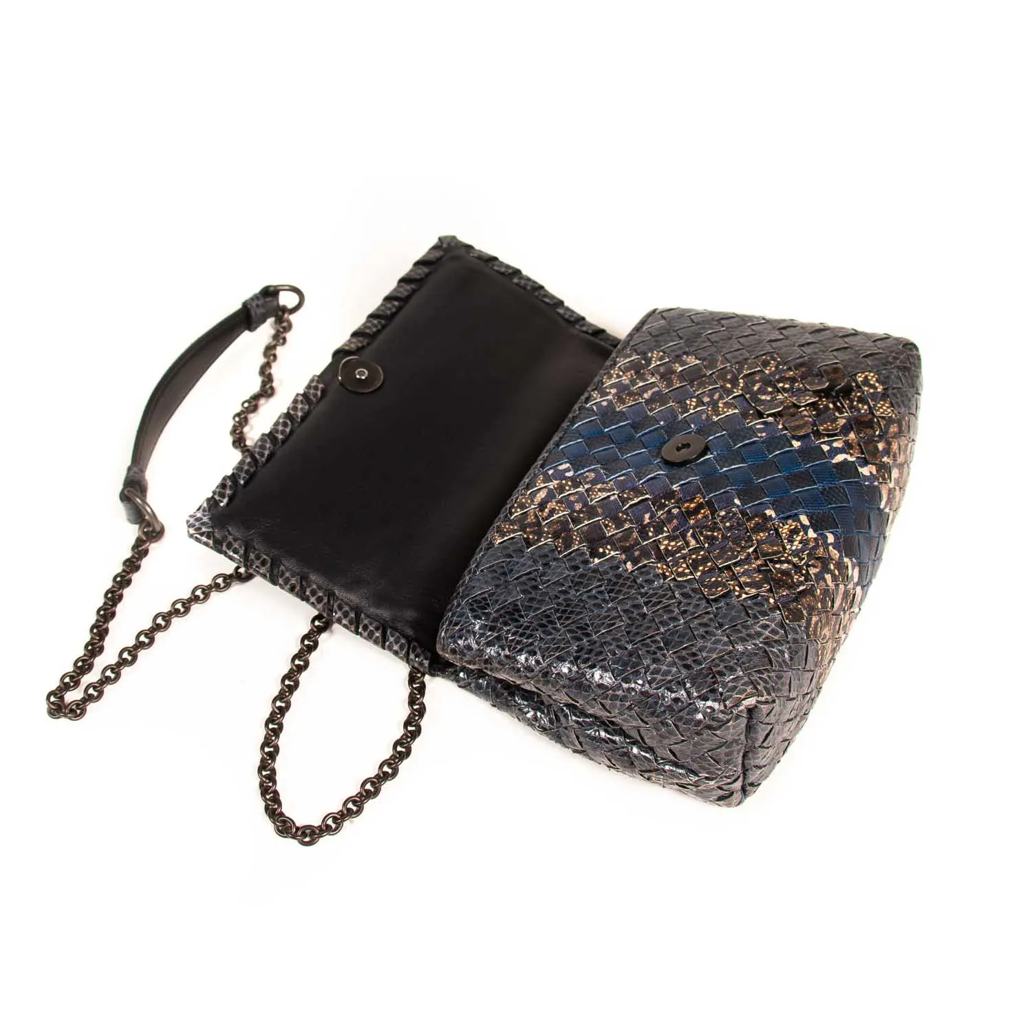 Bottega Veneta Snake Skin Olimpia Mini Intrecciato