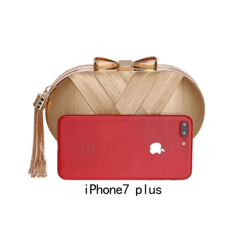 Bow Metal Women Day Clutches Tassel Luxurious Fashion Lady Evening Bags
