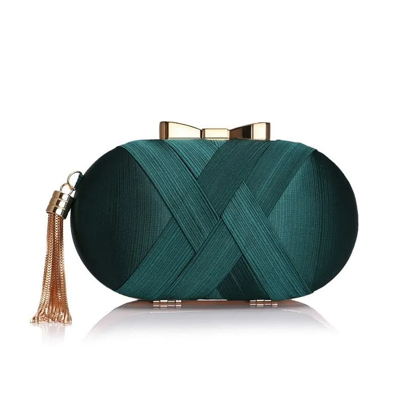 Bow Metal Women Day Clutches Tassel Luxurious Fashion Lady Evening Bags