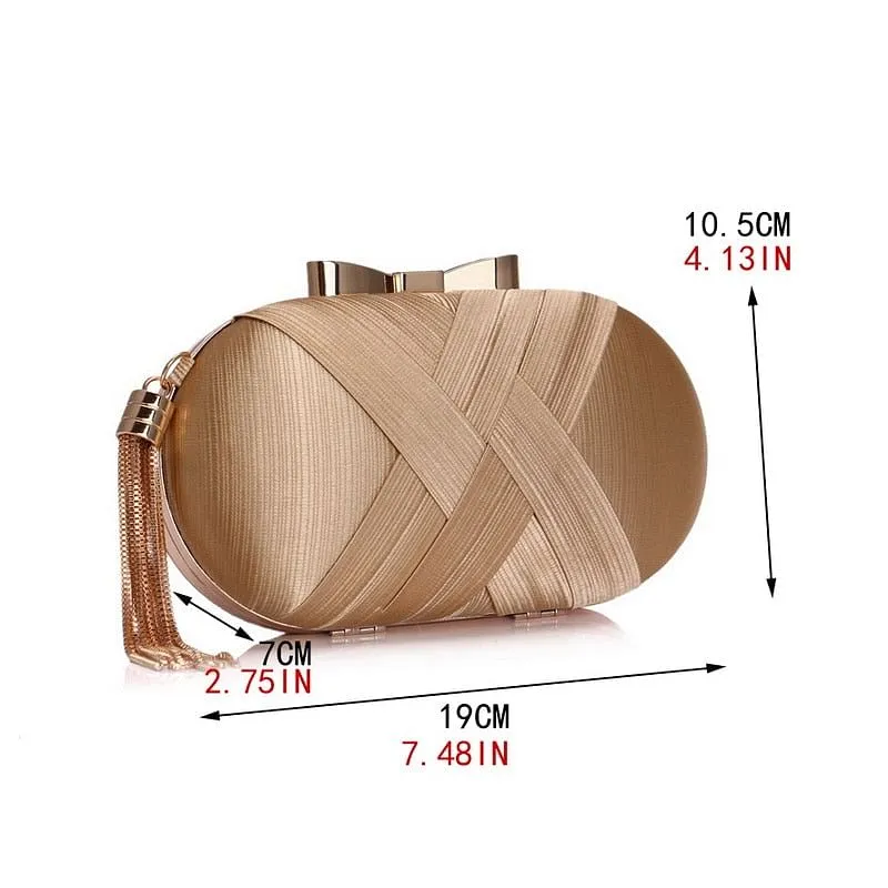 Bow Metal Women Day Clutches Tassel Luxurious Fashion Lady Evening Bags