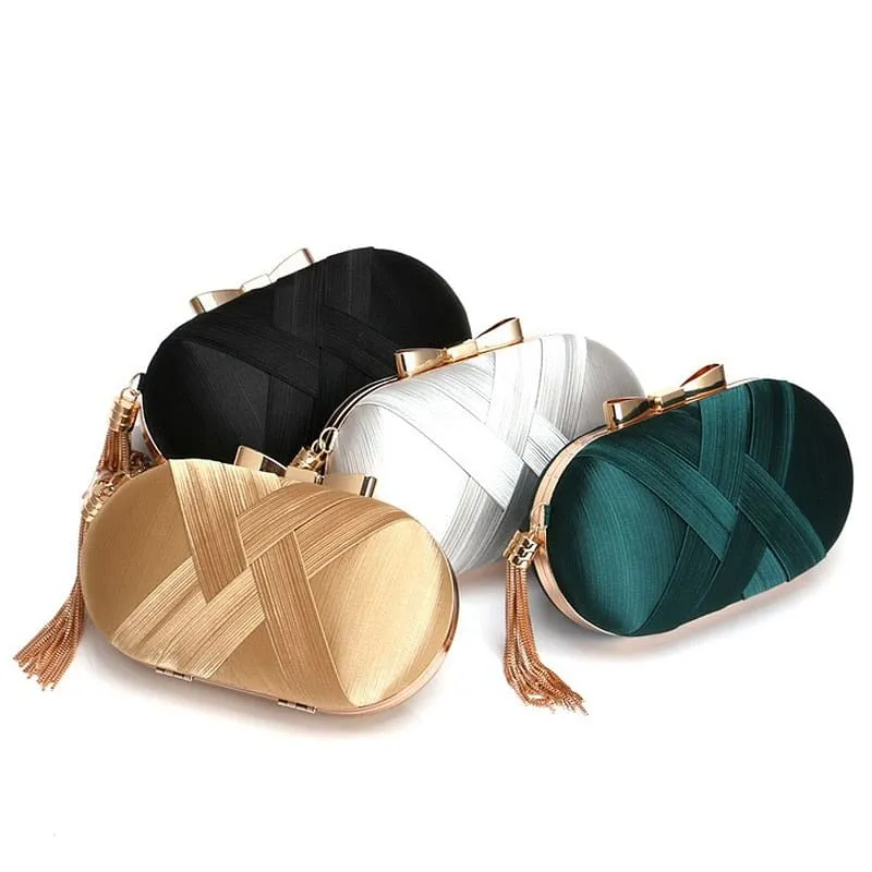 Bow Metal Women Day Clutches Tassel Luxurious Fashion Lady Evening Bags