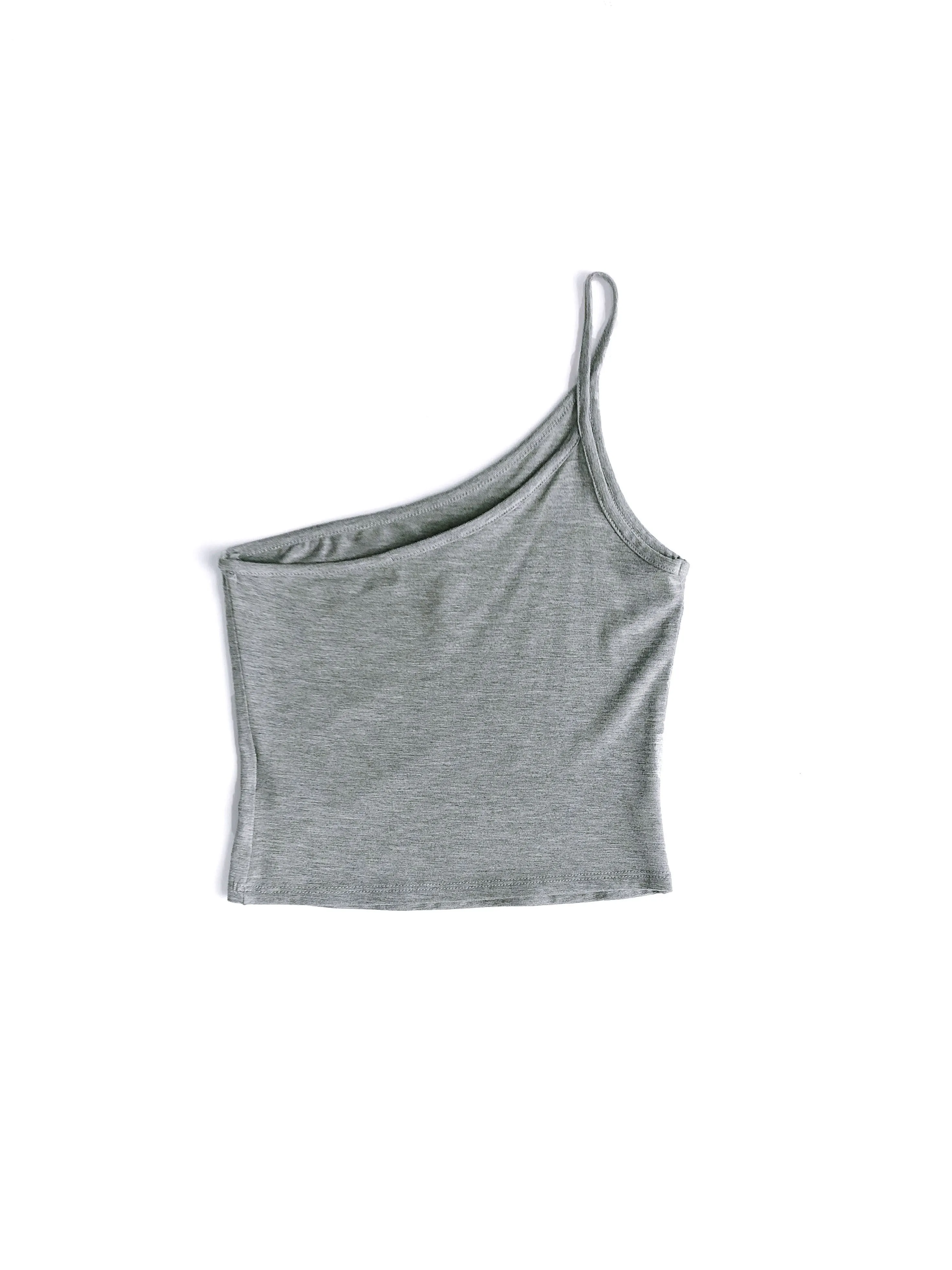 Brooklyn Asymmetrical Crop Top - Grey