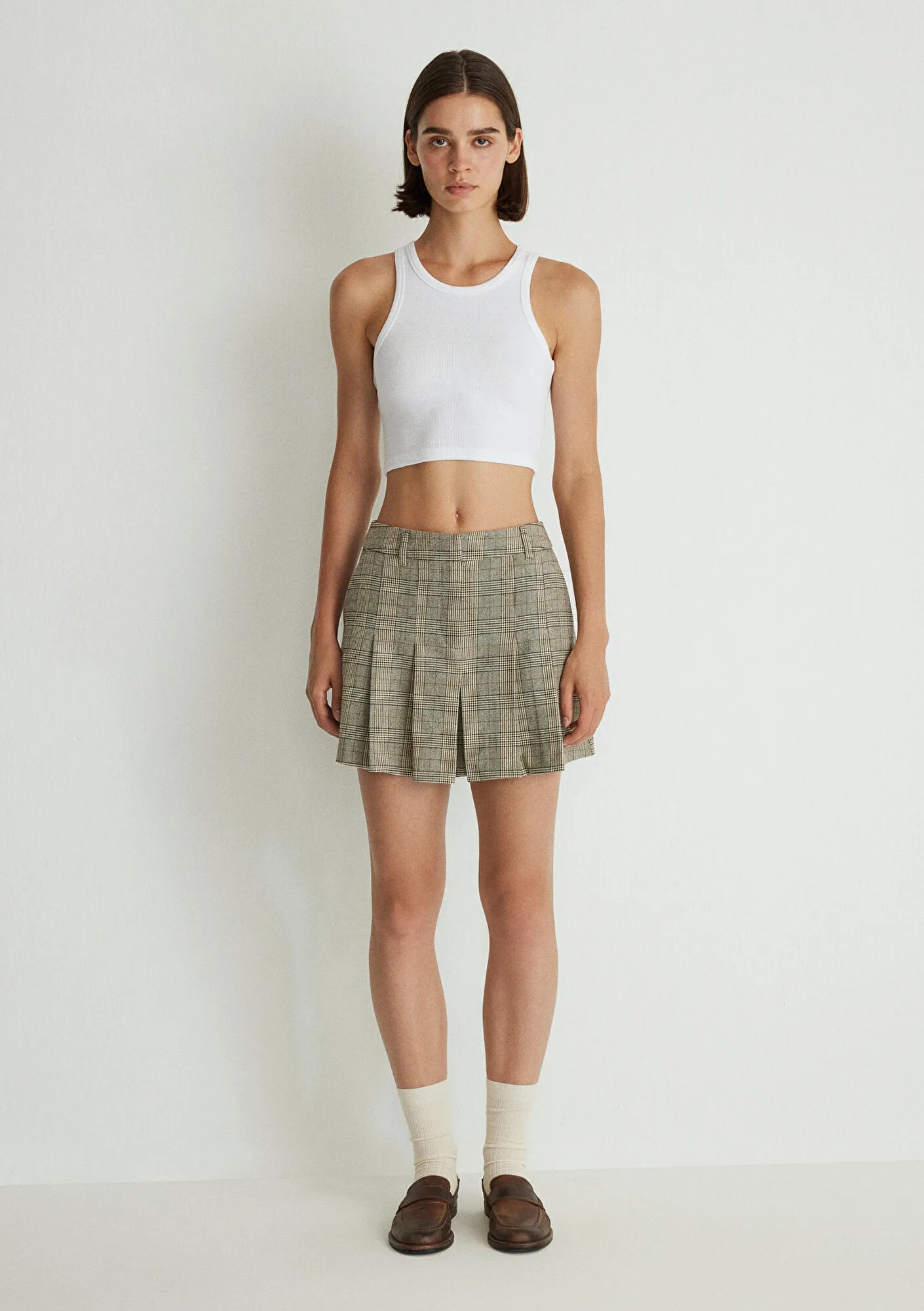 Brown Pleated Skirt