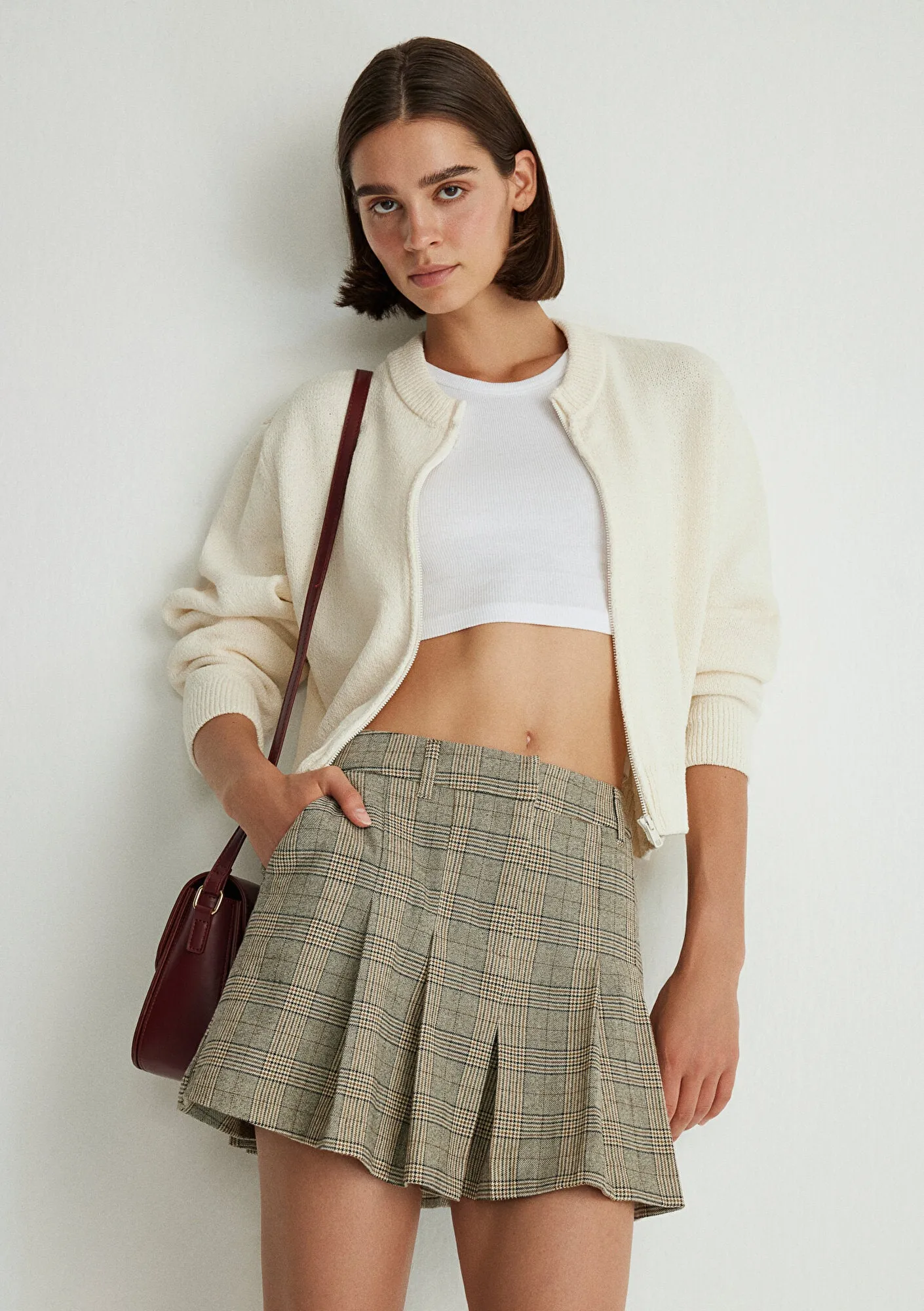Brown Pleated Skirt