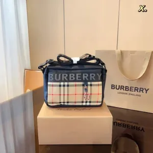 BURBERRY ||  Logo Detail Nylon Crossbody Checkered Bag