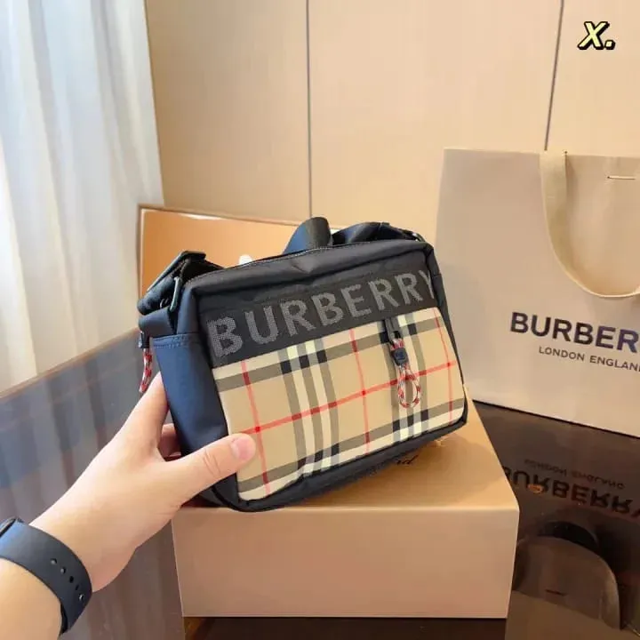 BURBERRY ||  Logo Detail Nylon Crossbody Checkered Bag