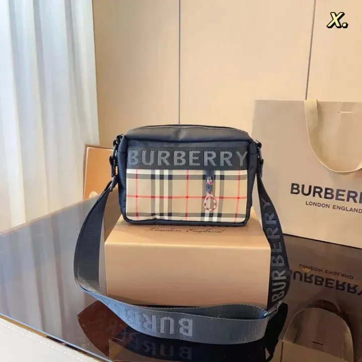 BURBERRY ||  Logo Detail Nylon Crossbody Checkered Bag