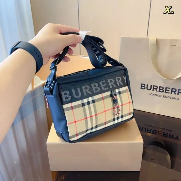 BURBERRY ||  Logo Detail Nylon Crossbody Checkered Bag