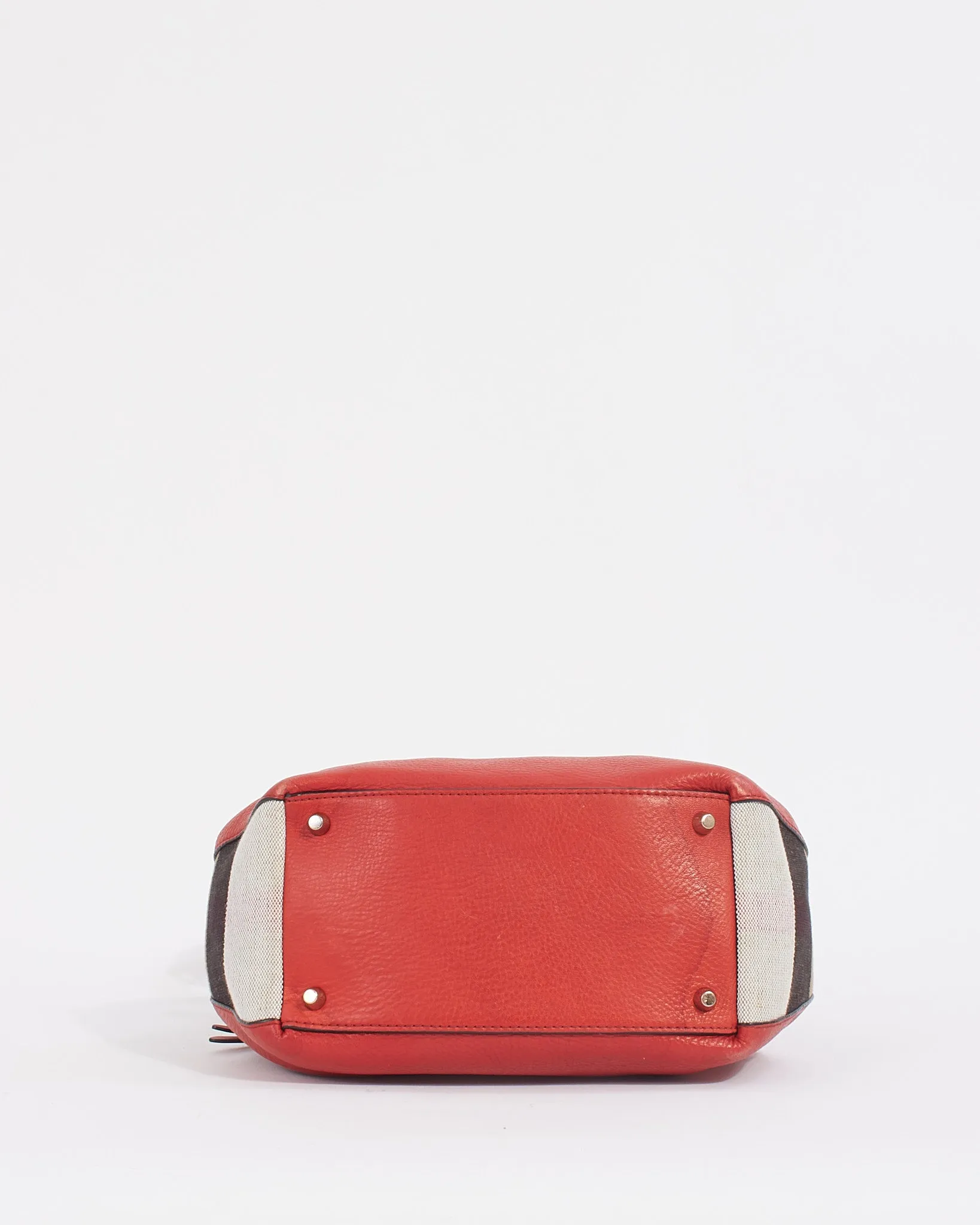 Burberry Red Leather/House Check Canvas Small Brit Maidstone Convertible Tote