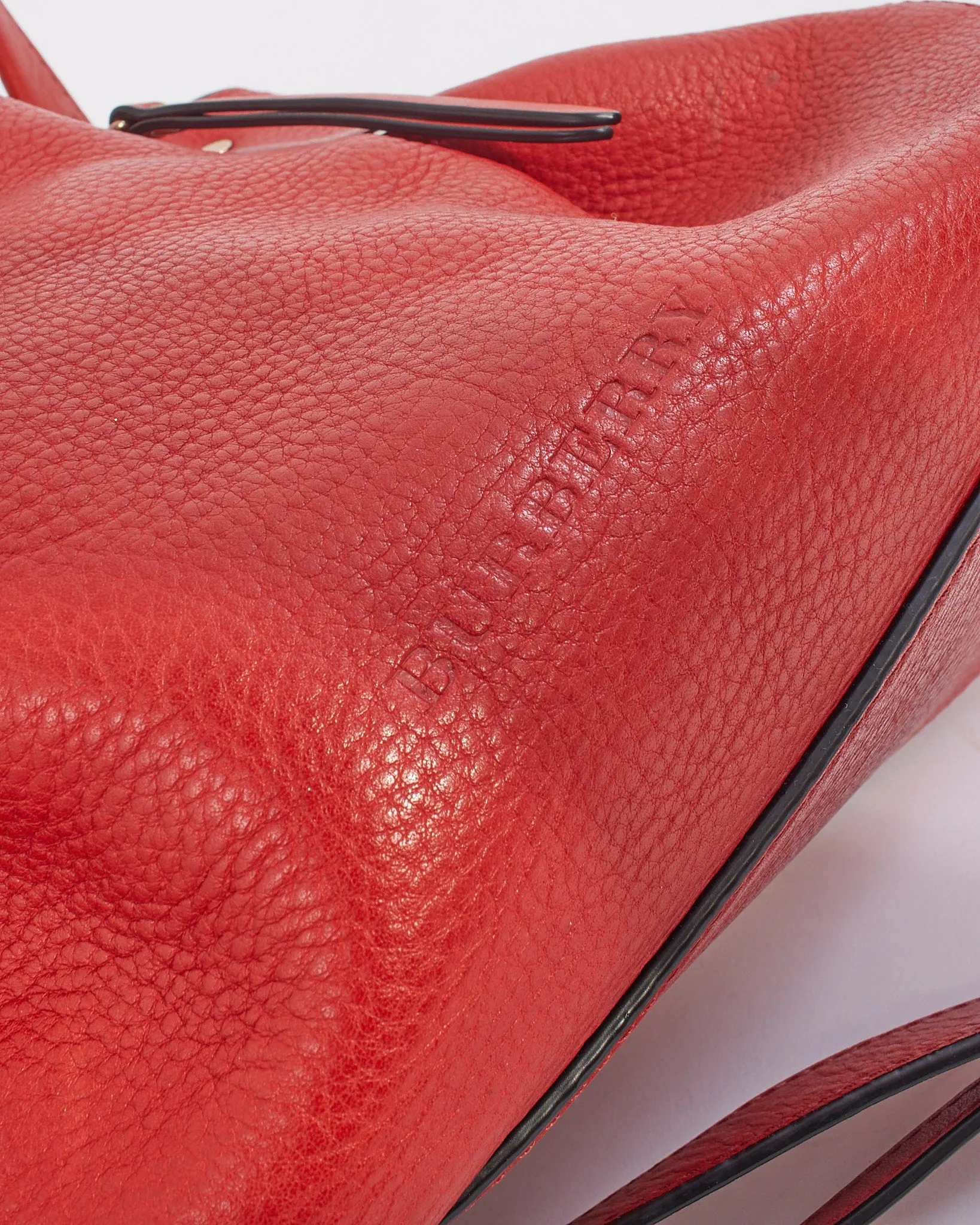 Burberry Red Leather/House Check Canvas Small Brit Maidstone Convertible Tote
