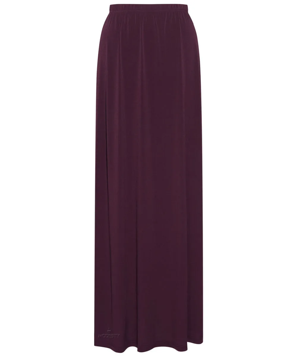 Burgundy Jersey Pencil Maxi Skirt