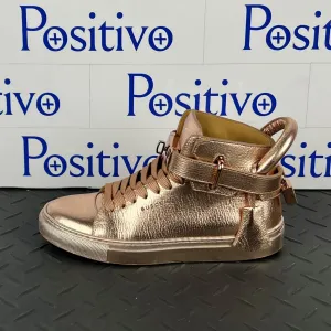 Buscemi 100MM Metallic Rose Gold Leather High Top Sneakers SAMPLE