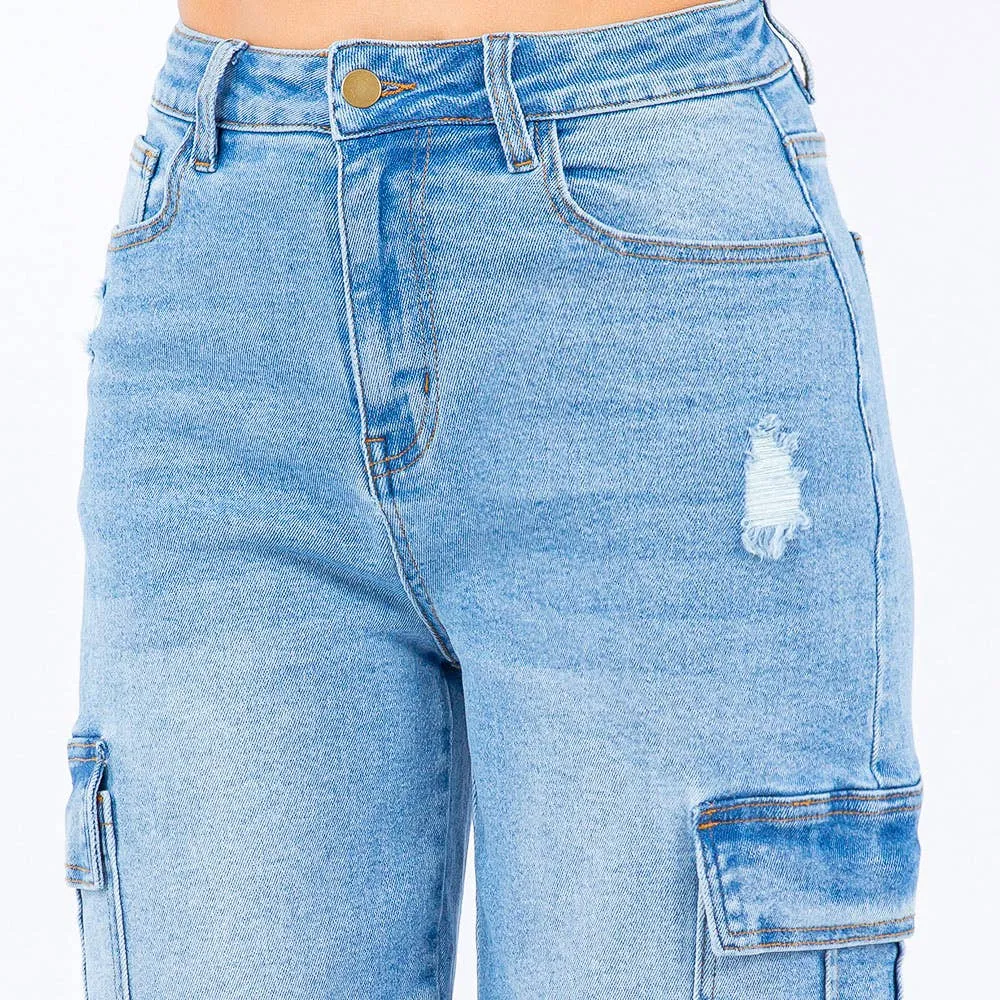 CARGO POCKET DENIM BERMUDA SHORtS