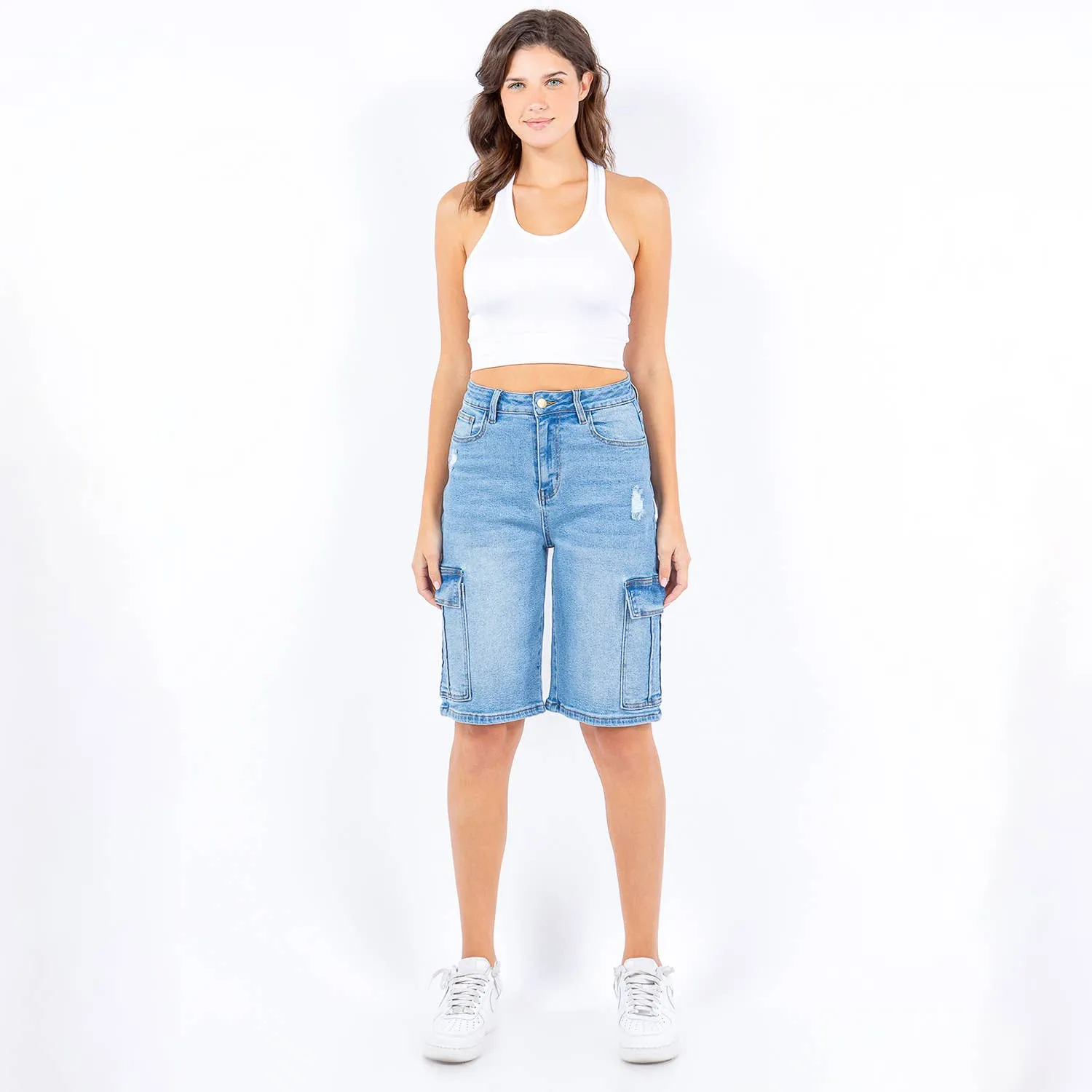 CARGO POCKET DENIM BERMUDA SHORtS