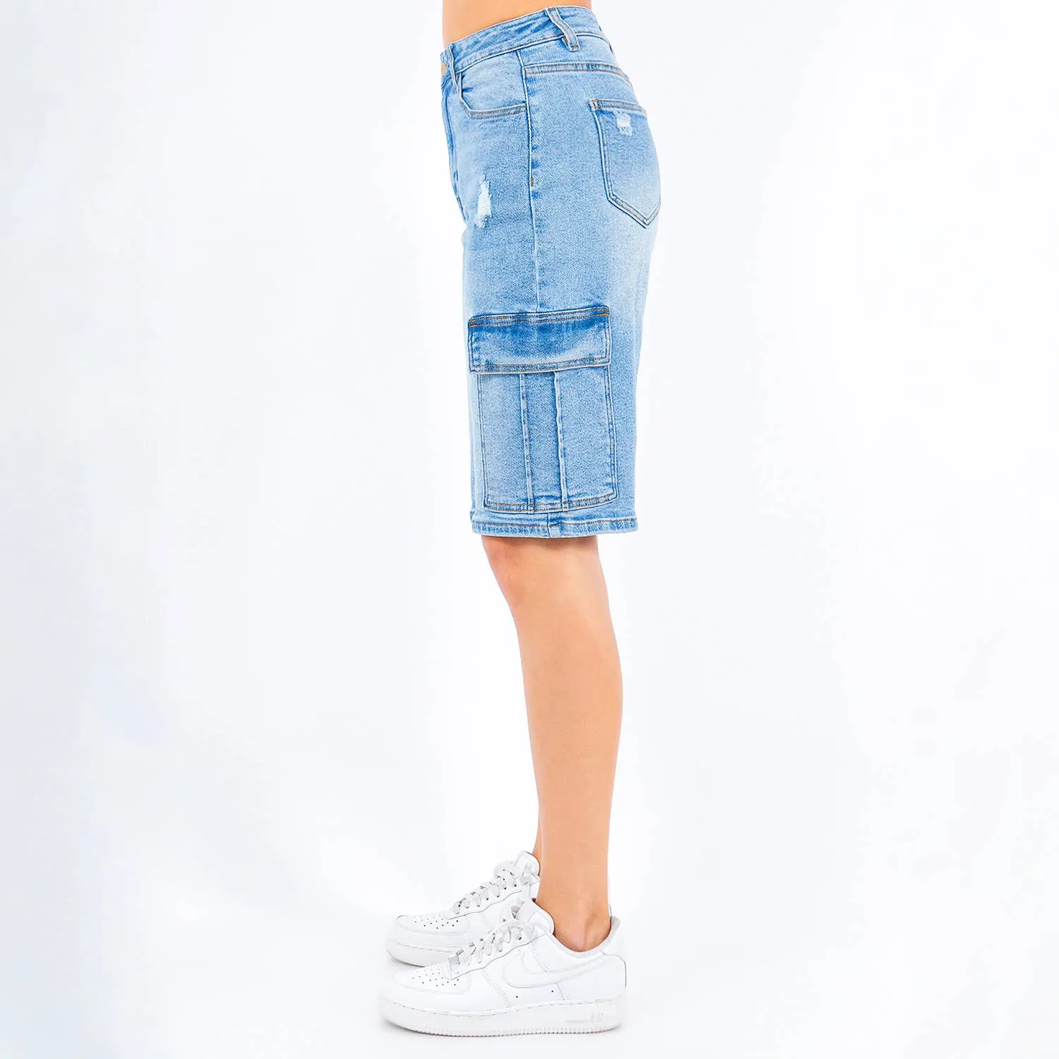 CARGO POCKET DENIM BERMUDA SHORtS