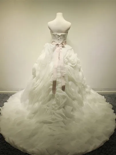 Cascading Ruffles Pleats Beading Wedding Dress