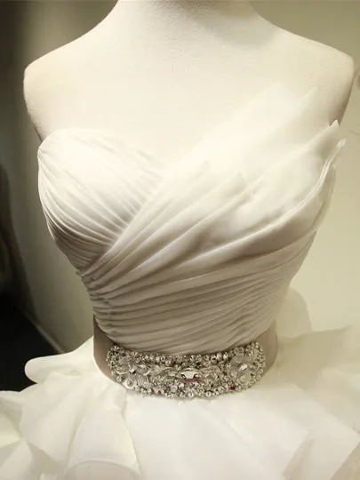 Cascading Ruffles Pleats Beading Wedding Dress