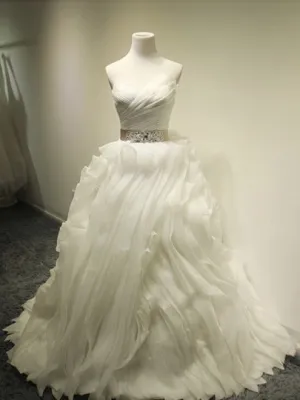 Cascading Ruffles Pleats Beading Wedding Dress