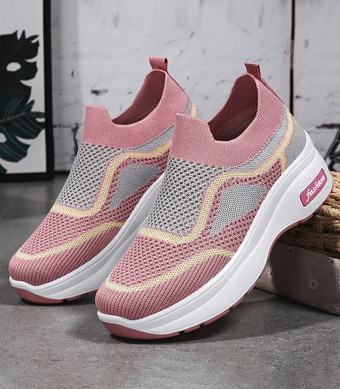 Casual Knitted Slip-On Sneakers Featuring Soft and Slip-Resistant Traction