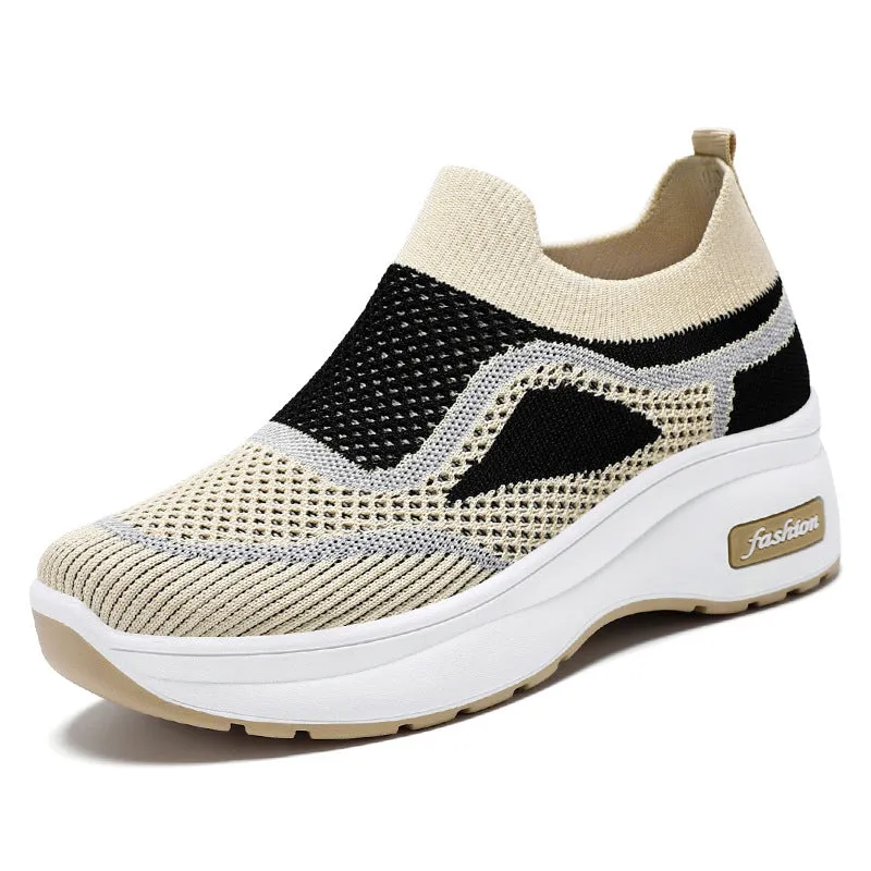 Casual Knitted Slip-On Sneakers Featuring Soft and Slip-Resistant Traction