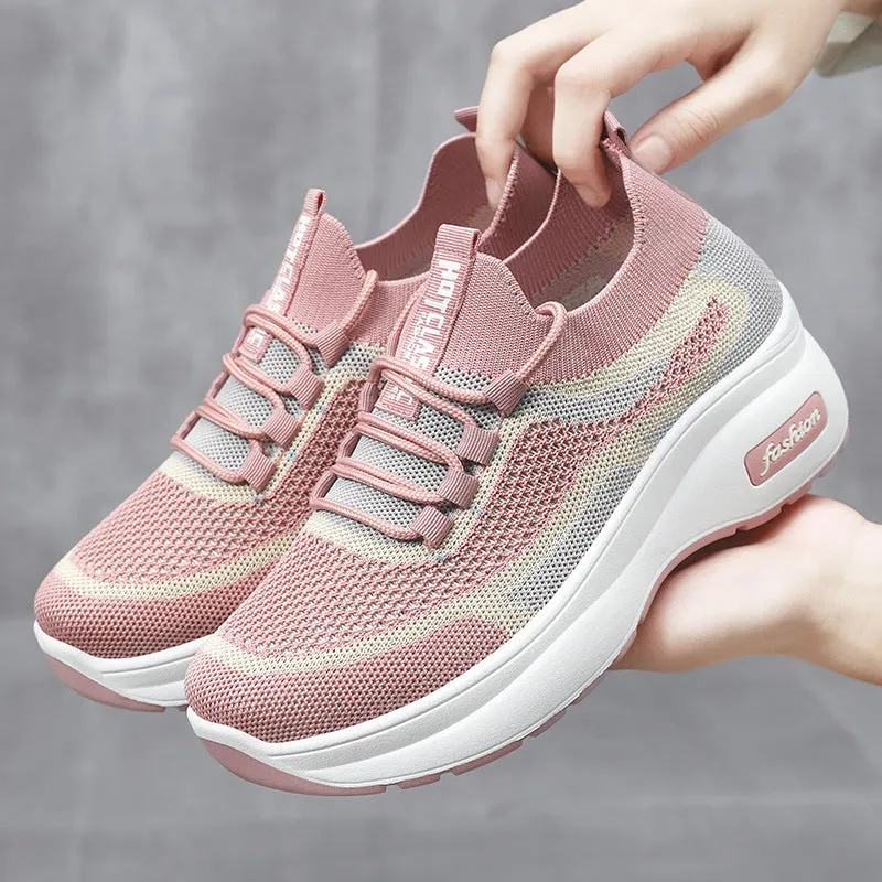Casual Knitted Slip-On Sneakers Featuring Soft and Slip-Resistant Traction