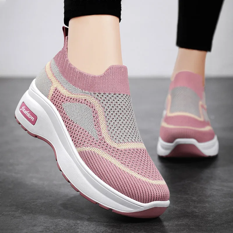 Casual Knitted Slip-On Sneakers Featuring Soft and Slip-Resistant Traction