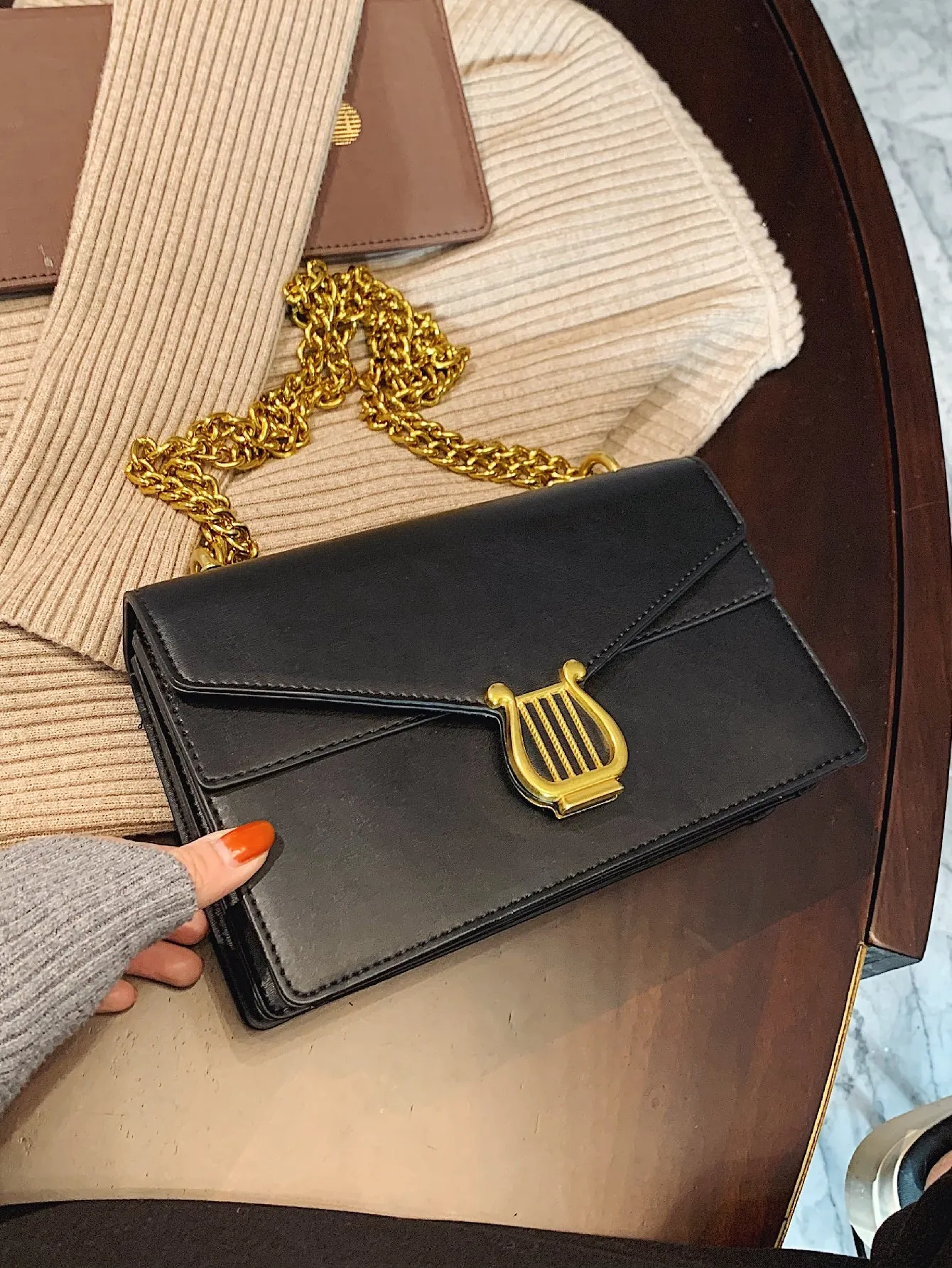 Casual Metal Decor Flap Chain Shoulder Bag