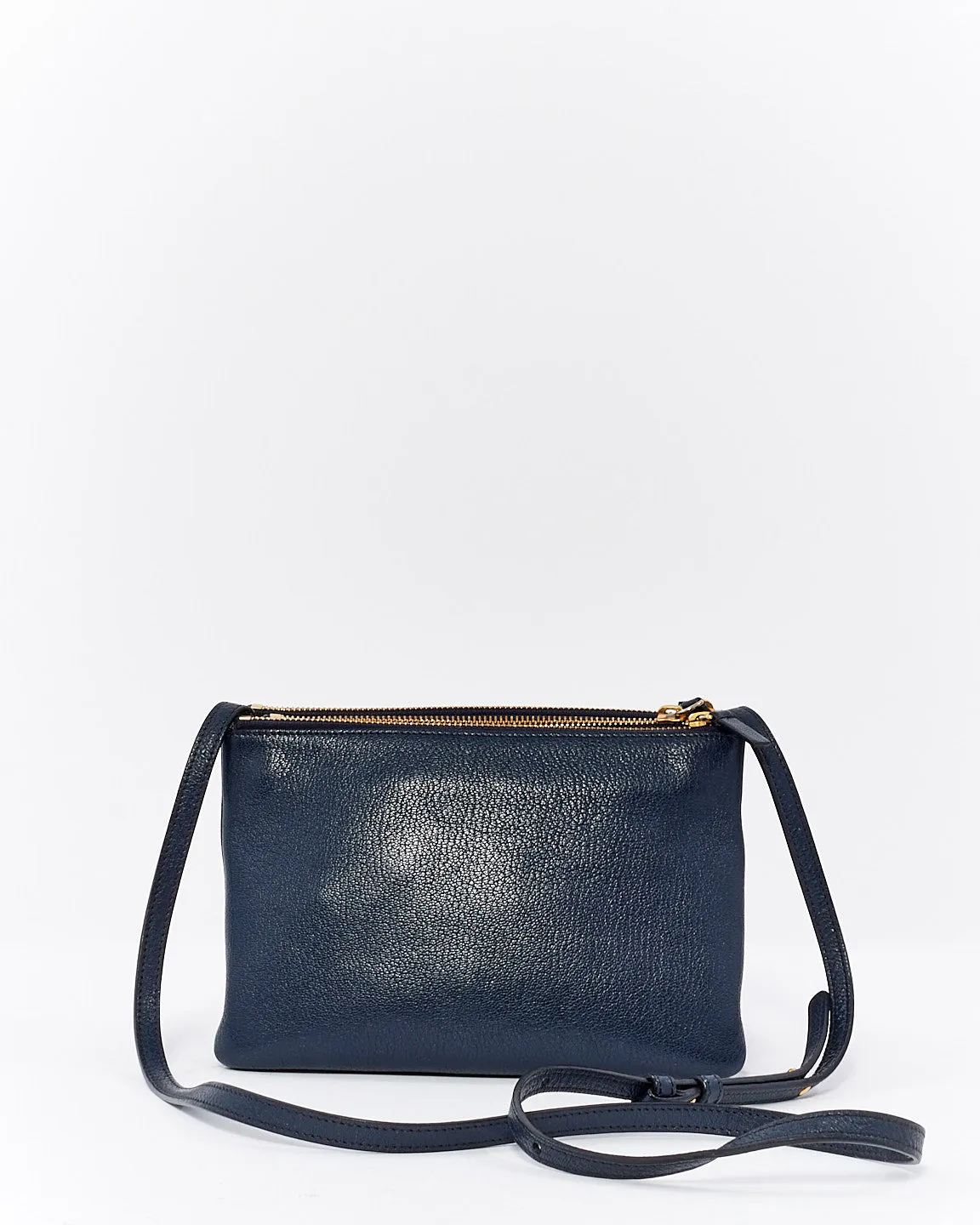 Celine Navy Blue Leather Small Trio Crossbody Bag